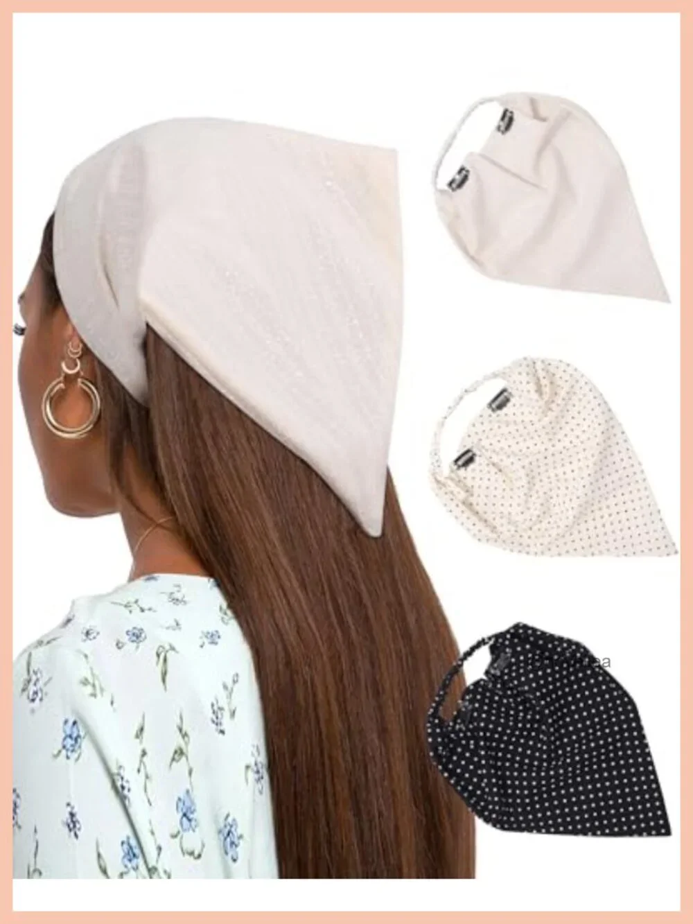 3-Pack Pre-Made Elastic Hair Scarf Headbands with Clips